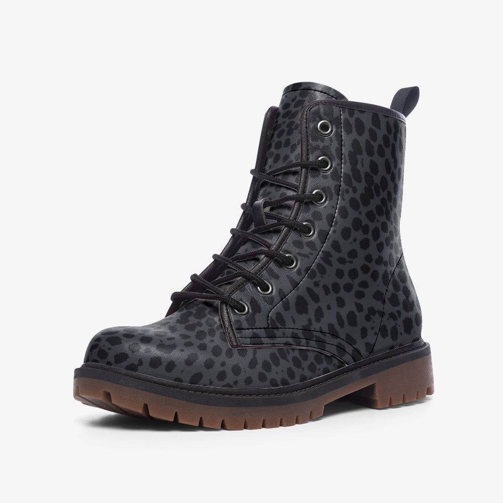 Cheetah Print Charcoal Lace Up Boots