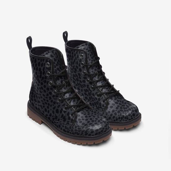 Cheetah Print Charcoal Lace Up Boots