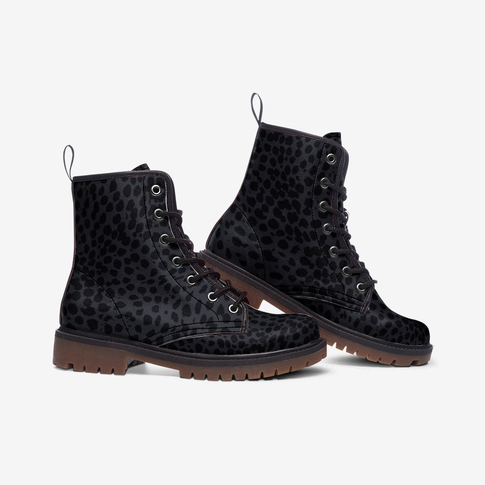 Cheetah Print Charcoal Lace Up Boots