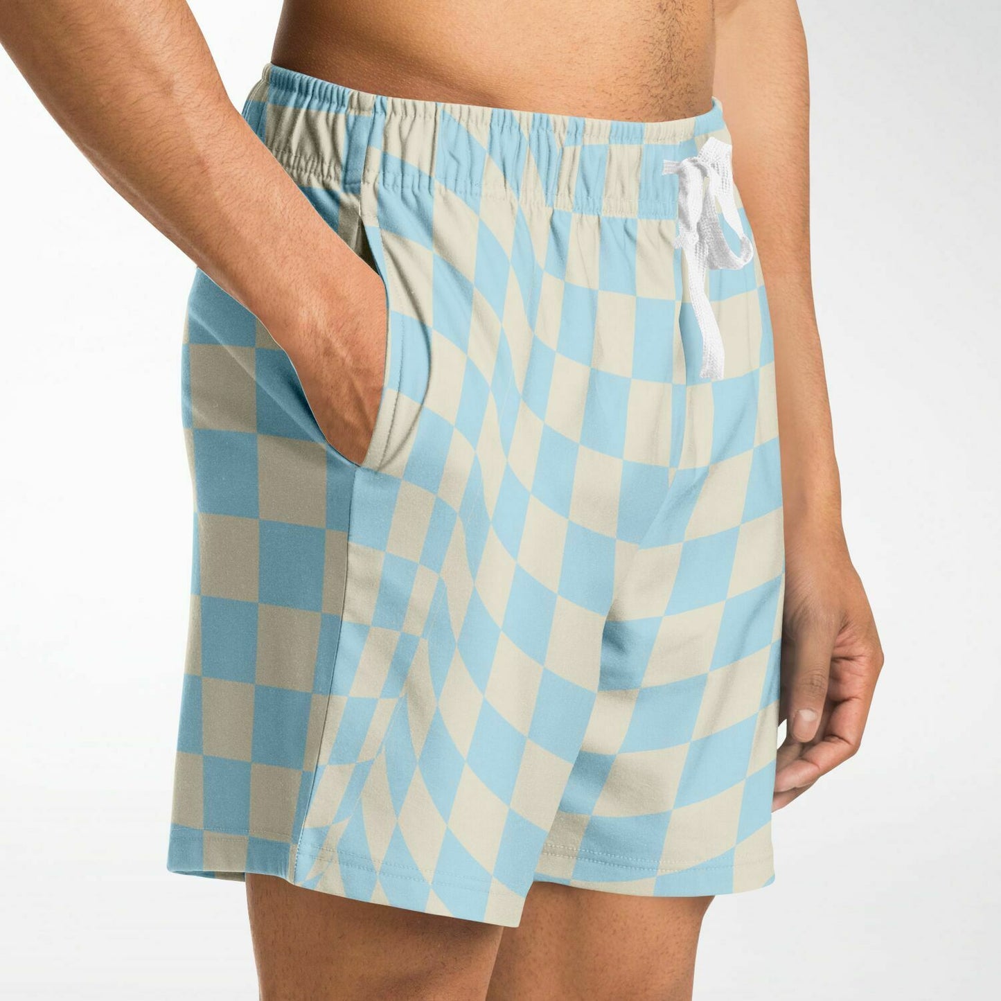 Blue & Vanilla Check Men's Fleece Shorts