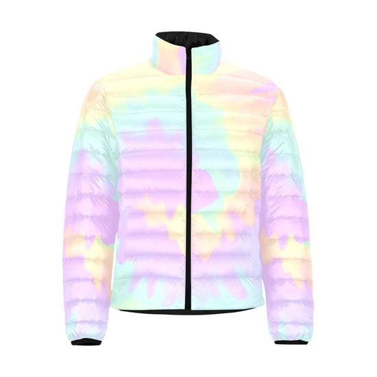 Load image into Gallery viewer, Lilac Mint Tie Dye Men&amp;#39;s Lightweight Puffer Jacket
