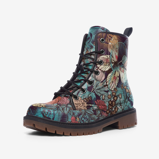 Vintage Floral Butterfly Lace Up Boots