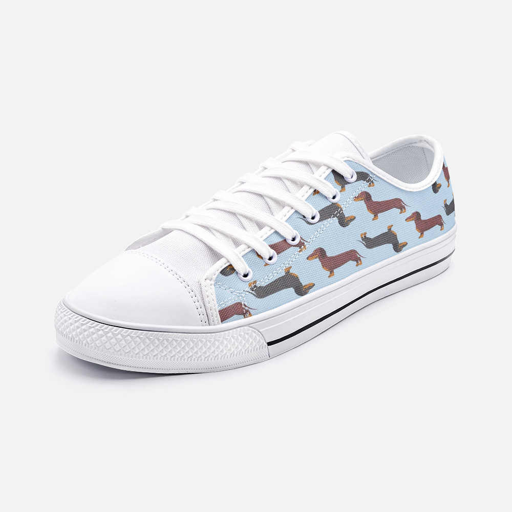 Dachshund Blue Low Top Unisex Canvas Sneakers Harlow Lloyd