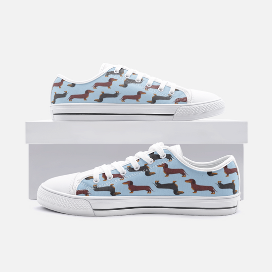 Dachshund Blue Low Top Unisex Canvas Sneakers