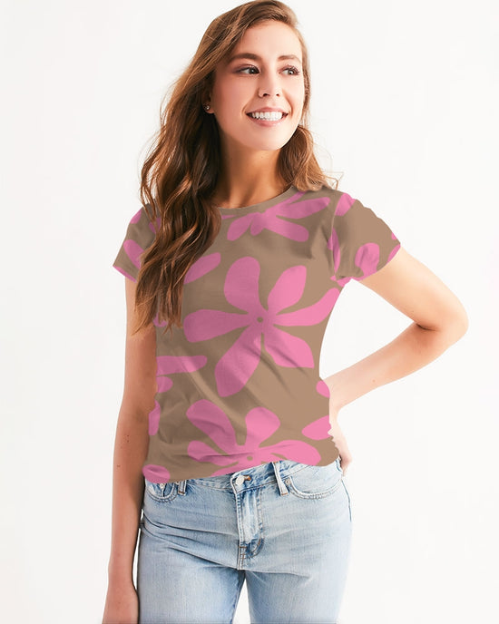 Deep Pink Abstract Flowers Women's T Shirt