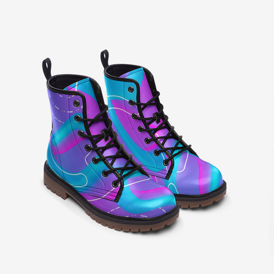 Abstract Fluid Lace Up Boots