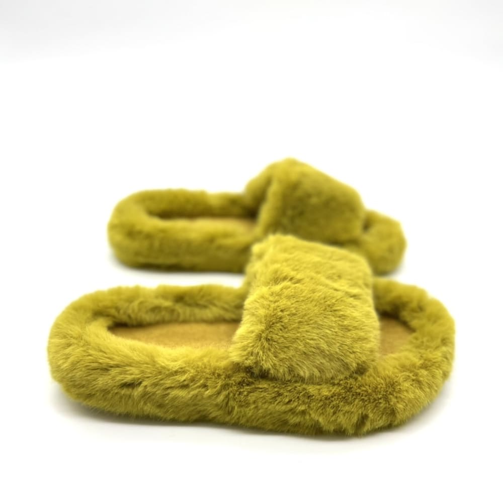 Load image into Gallery viewer, Fluffy Slippers in Chartreuse
