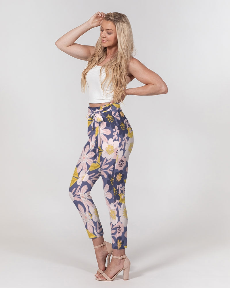 Purple Frisky Floral Women's Belted Tapered Pants