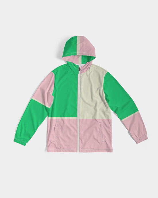 Colorblock in Green Pink & Cream Men's Windbreaker Jacket