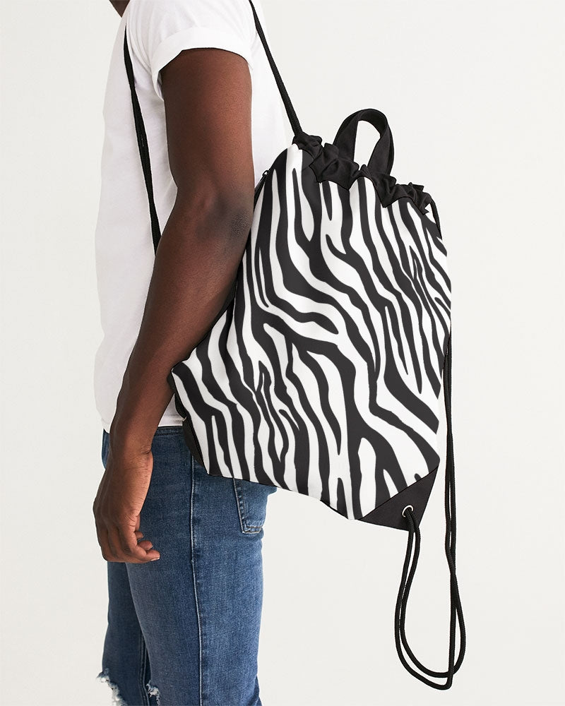 Zebra Print Canvas Drawstring Bag