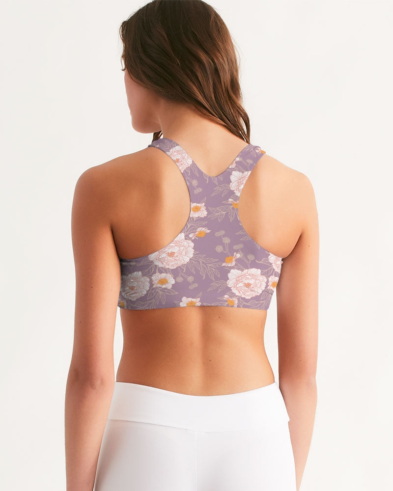 Orange Peonies Floral Rose Women's Seamless Sports Bra