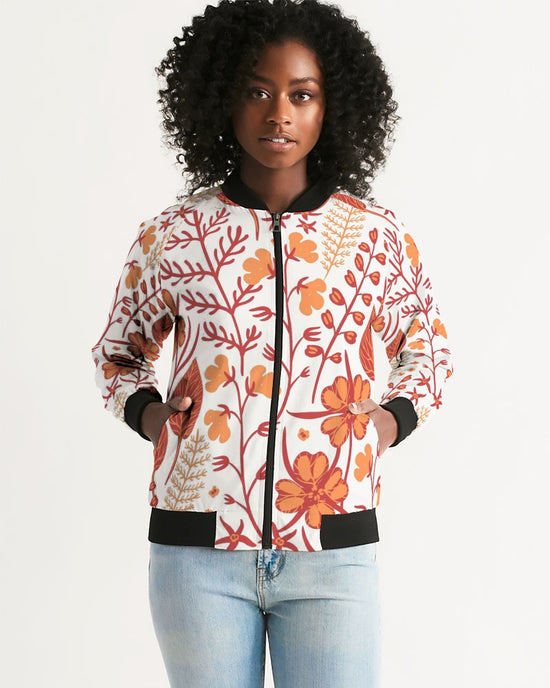 Orange Retro Garden Women's Bomber Jacket