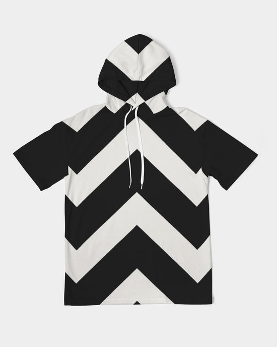 Black & White Stripe Premium Heavyweight Short Sleeve Hoodie