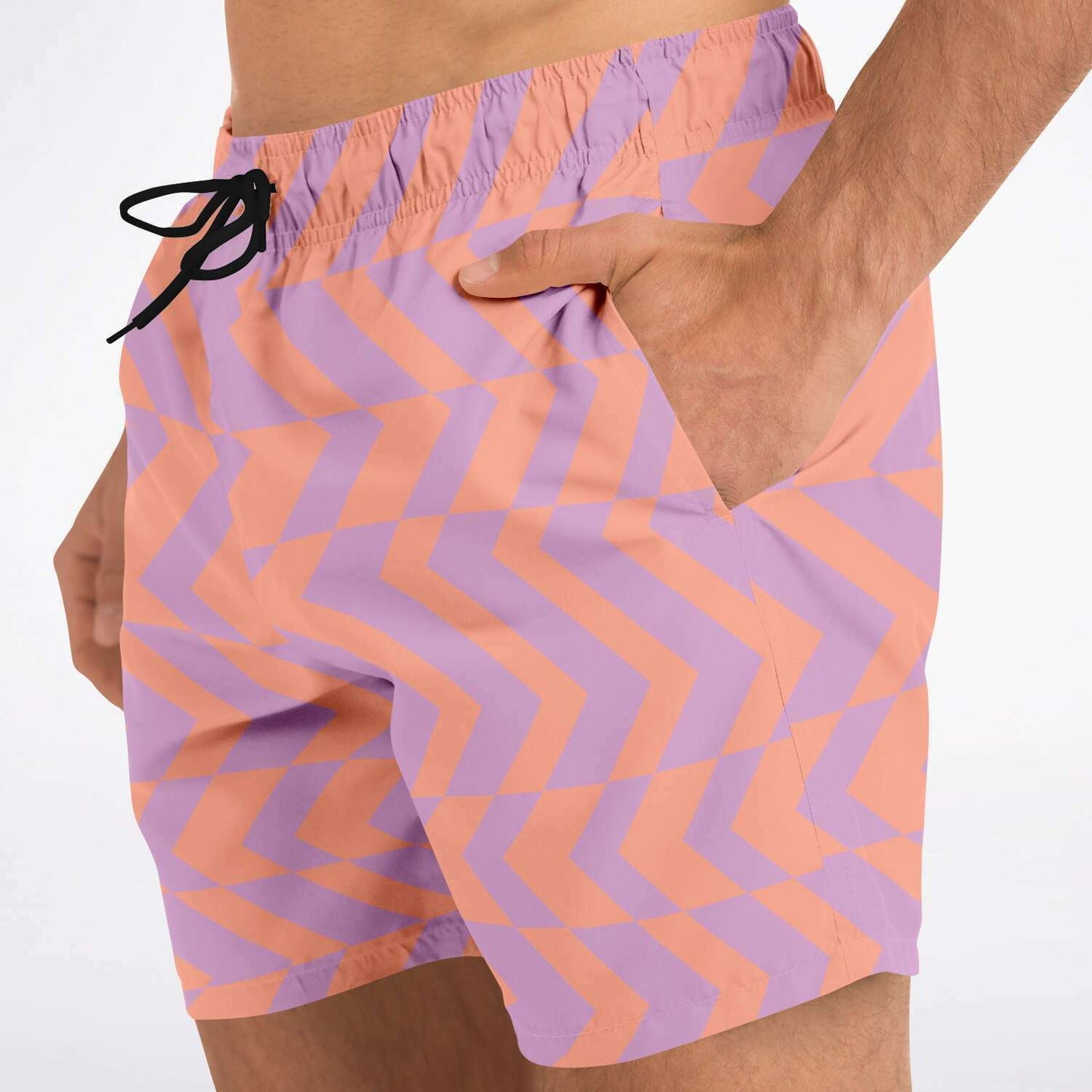 Peach & Orchid Abstract Striped Swim Shorts