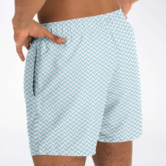 Powder Blue Herringbone Swim Shorts