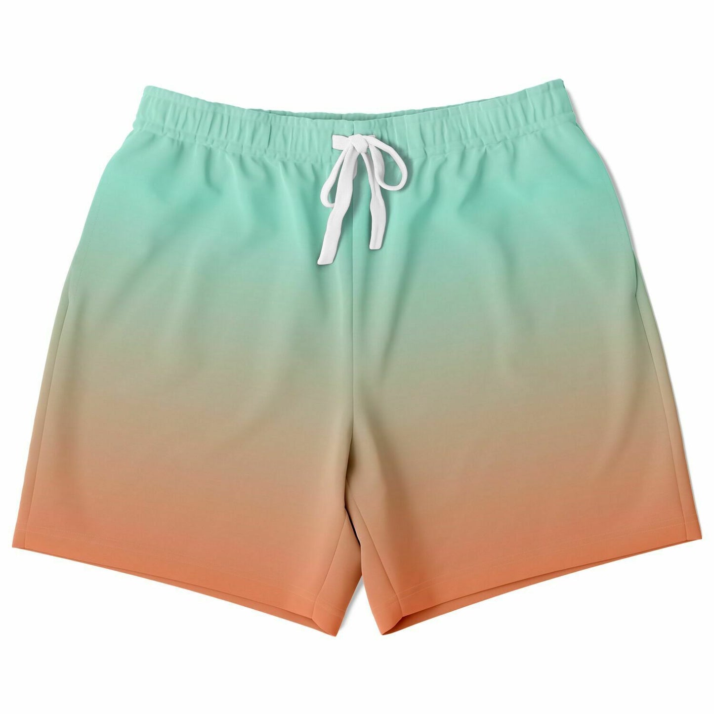 Green Orange Color Fade Fleece Shorts