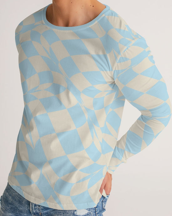 Blue & Vanilla Ripple Check Men's Long Sleeve Tee