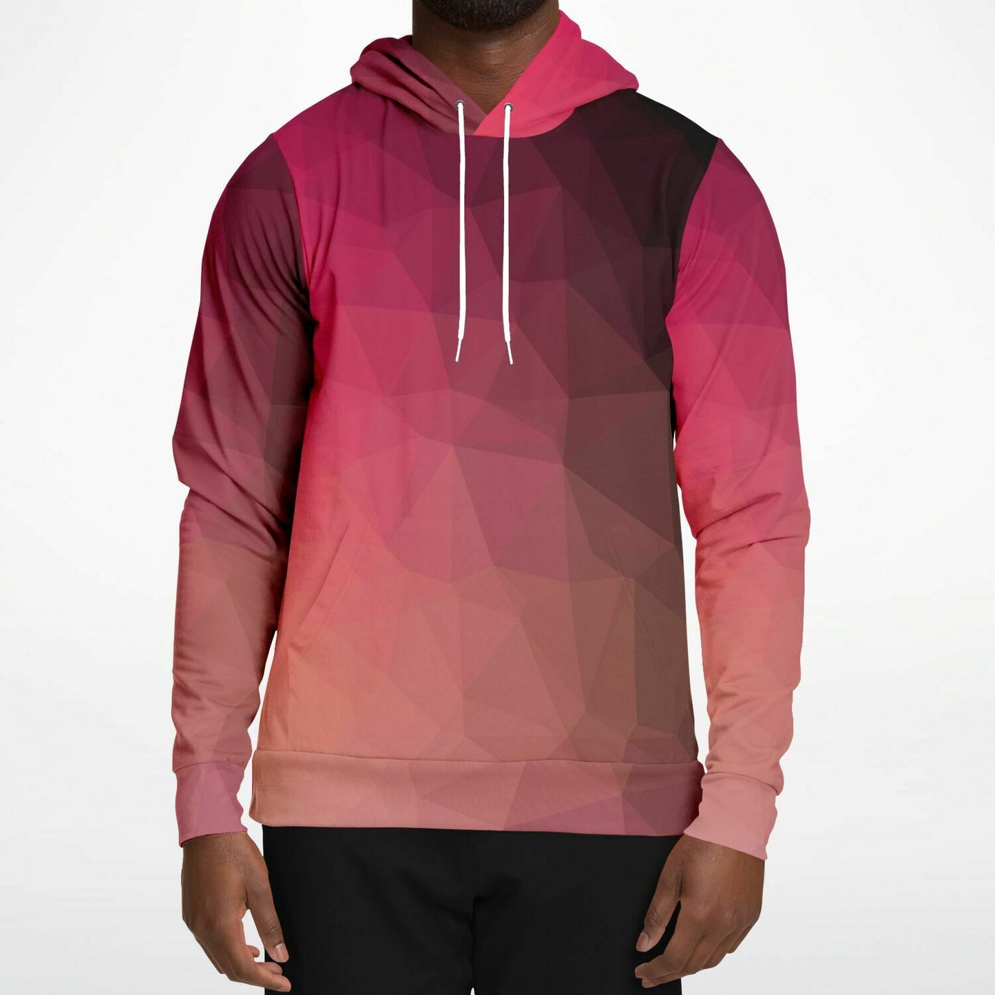 Red Poly Geometric Unisex Fleece Hoodie