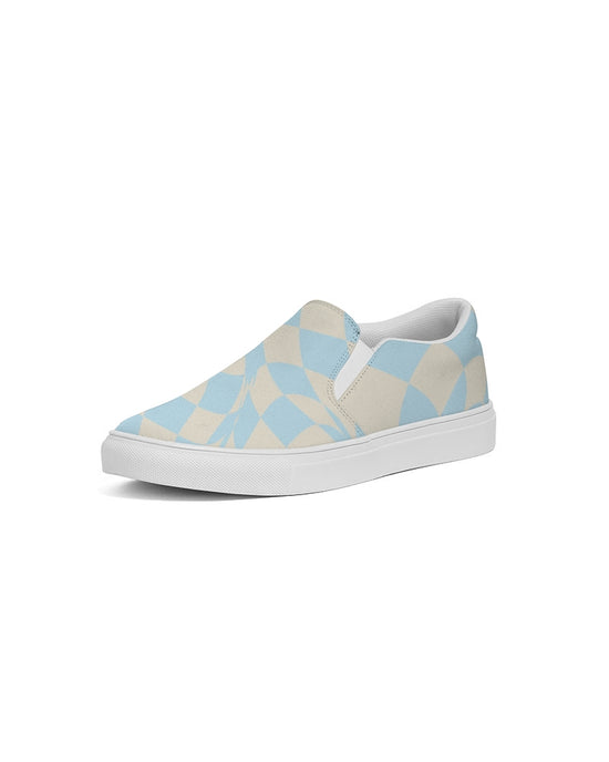 Blue & Vanilla Ripple Check Men's Slip On Canvas Shoe