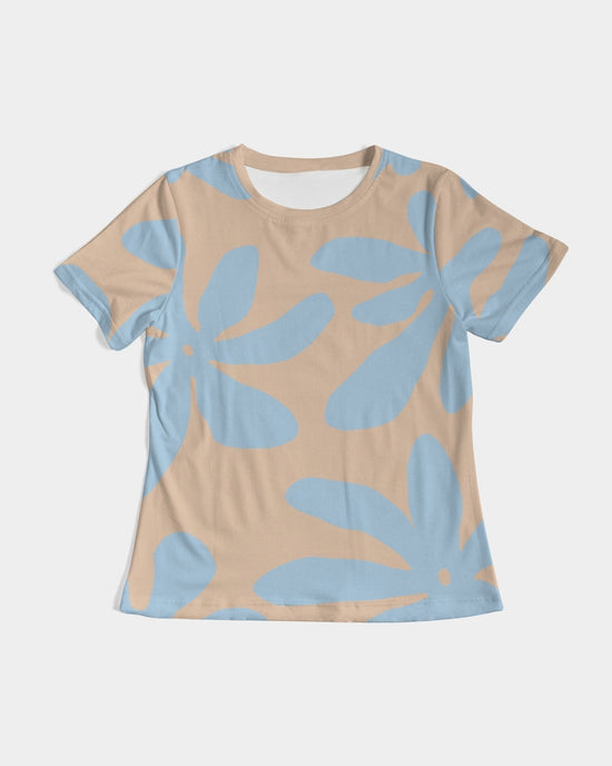 Blue & Brandy Abstract Flowers Women's T Shirt