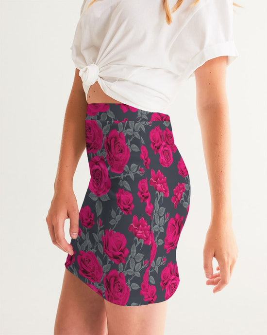 Dark Vintage Roses Women's Mini Skirt