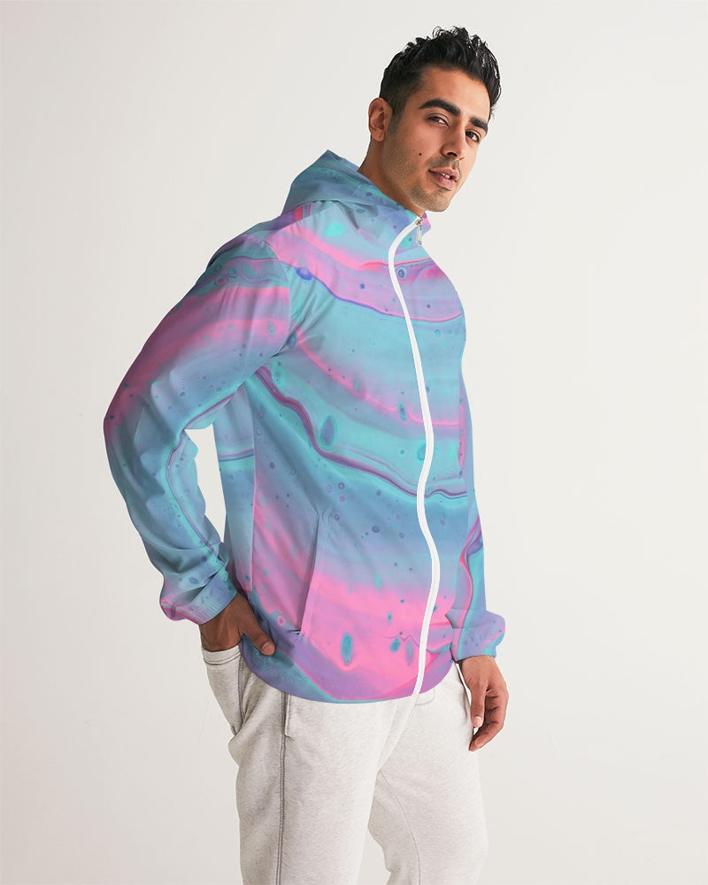 Marshmallow Marbled Men's Hooded Windbreaker