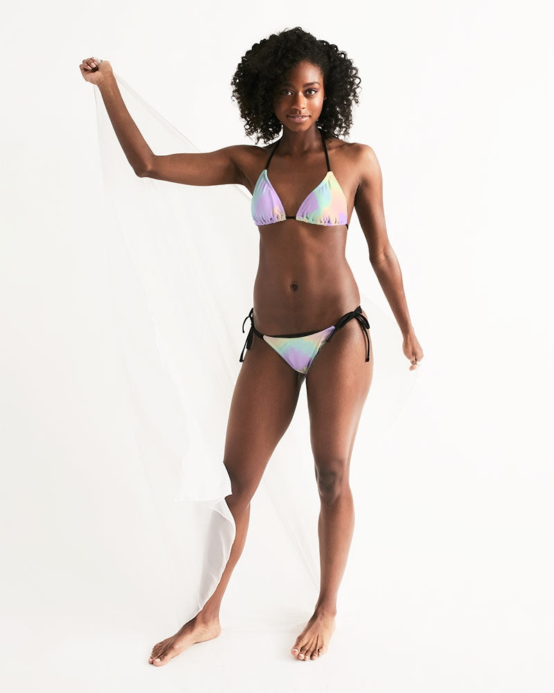 Lilac Mint Tie Dye Women's Triangle String Bikini Set