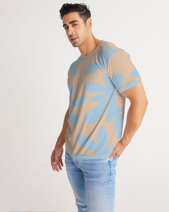 Blue & Brandy Abstract Flowers Men's T Shirt