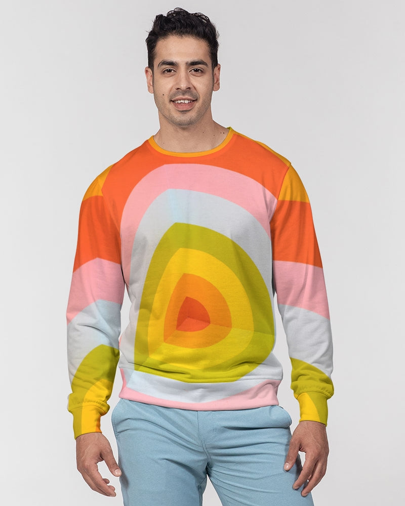 Orange Vortex Men's French Terry Pullover Sweatshirt