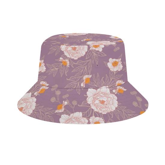 Orange Peonies Floral Rose Bucket Hat