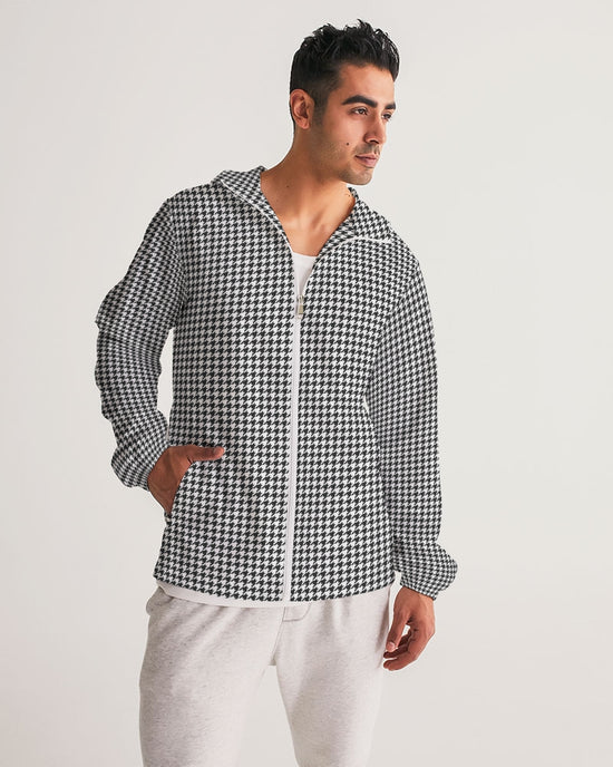 Houndstooth Men's Windbreaker Hooded Jacket