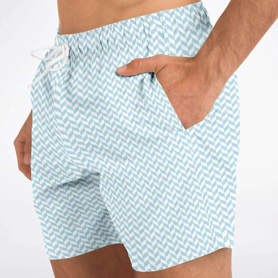 Powder Blue Herringbone Swim Shorts