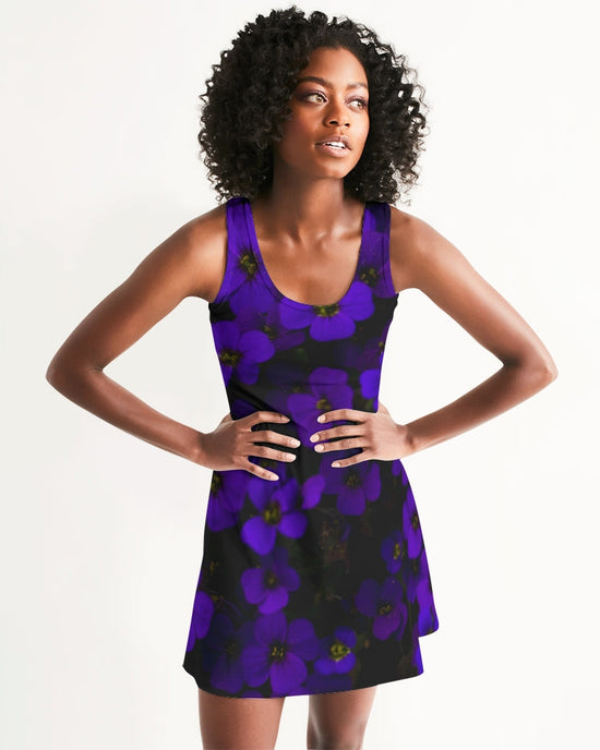Midnight Purple Flower Women's Racerback Dress