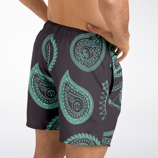 Mint Paisley Swim Shorts