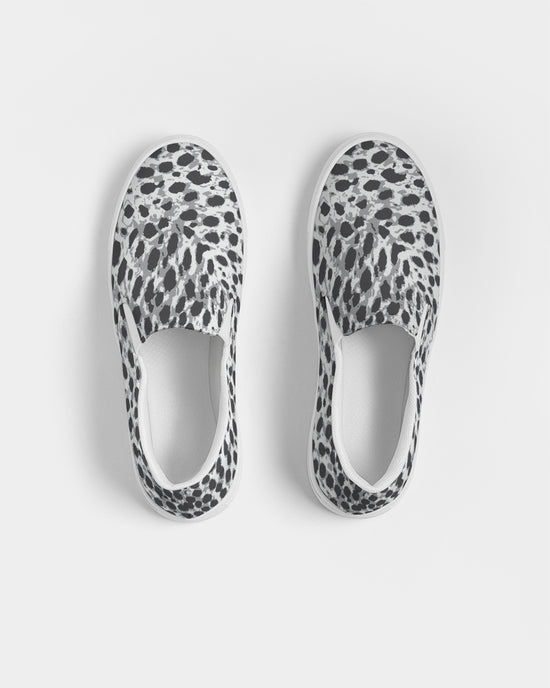 Black & White Leopard Print Men's Slip On Canvas Shoe