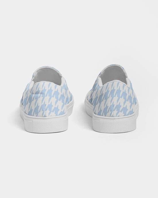 Pale Blue Large Houndstooth Men's Slip On Canvas Shoe