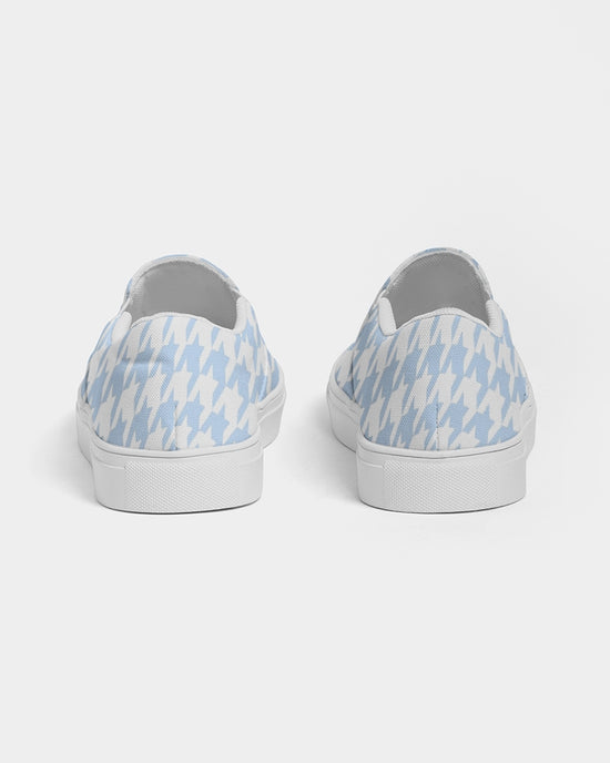 Load image into Gallery viewer, Pale Blue Large Houndstooth Men&amp;#39;s Slip On Canvas Shoe
