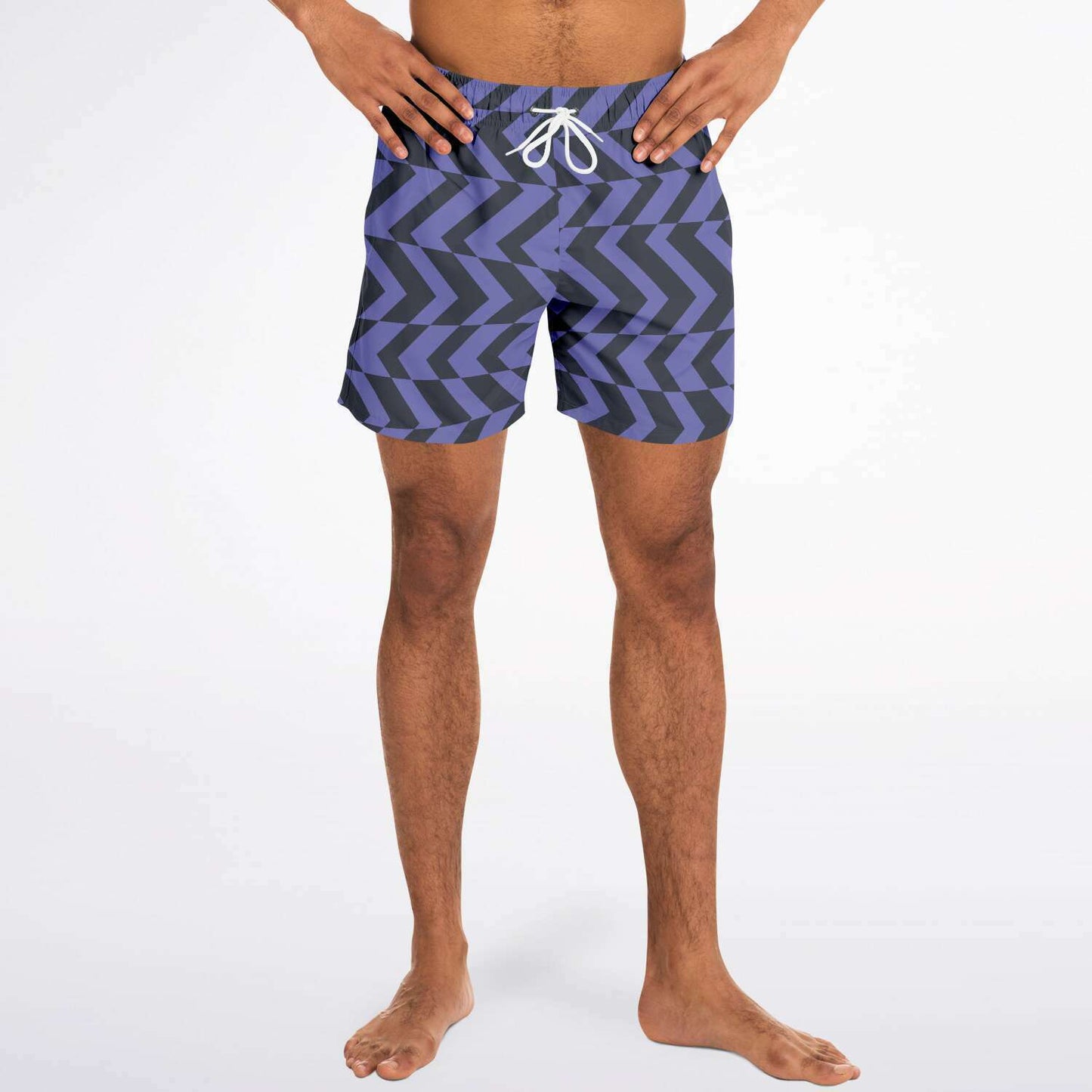 Blue Violet & Charcoal Abstract Striped Swim Shorts