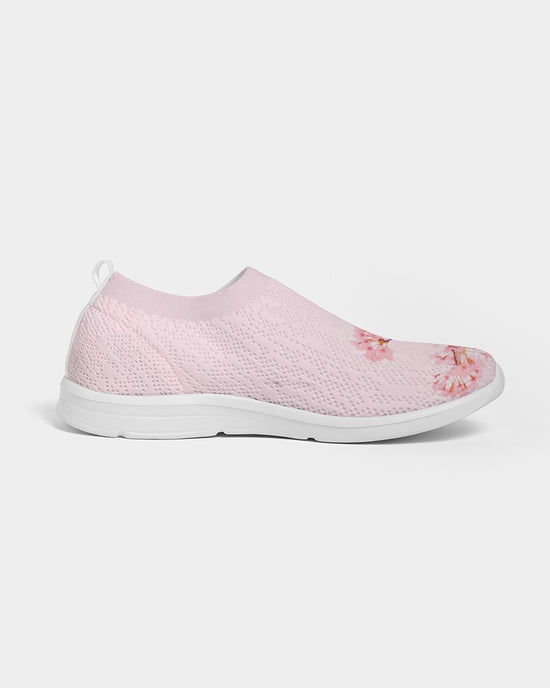 Pink Cherry Blossom Women's Slip-On Flyknit Shoe