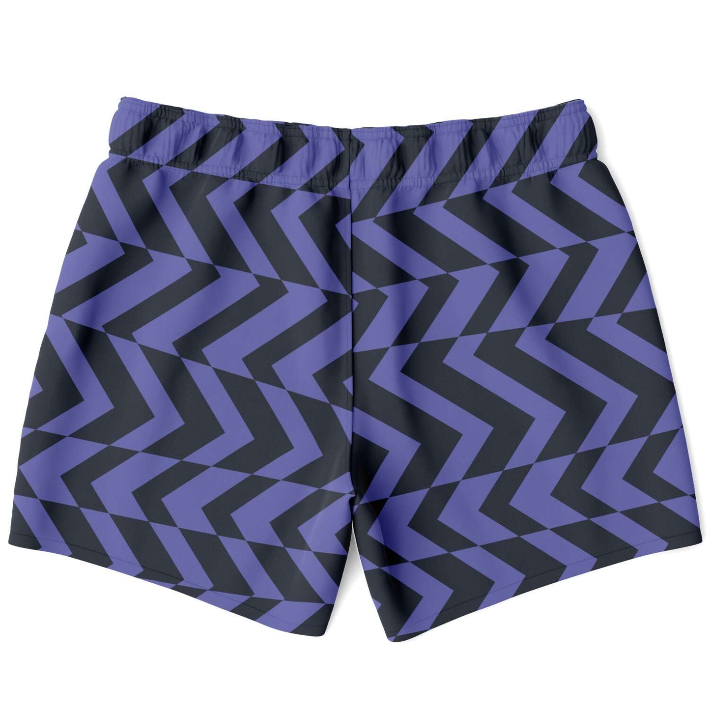 Blue Violet & Charcoal Abstract Striped Swim Shorts