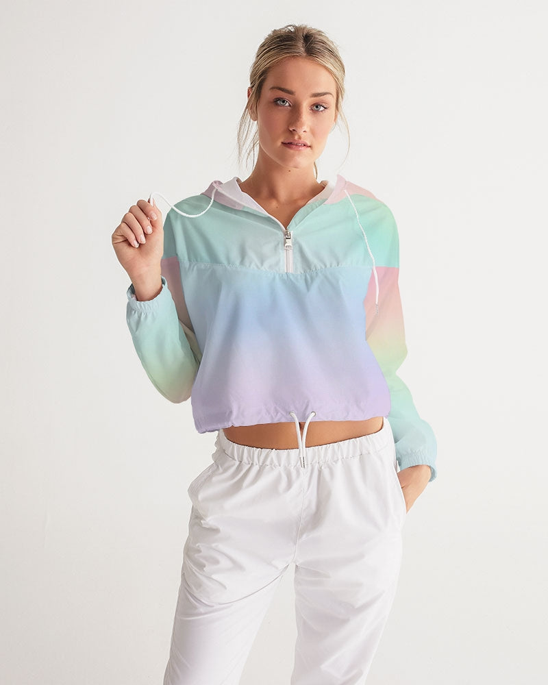 Soft Rainbow Cropped Windbreaker Jacket