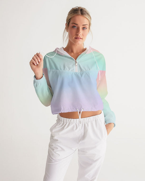 Soft Rainbow Cropped Windbreaker Jacket