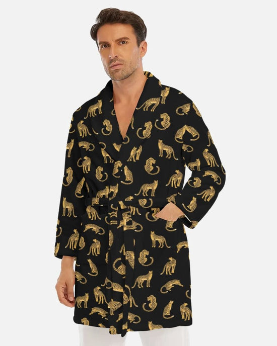 Black Leopards Short Robe