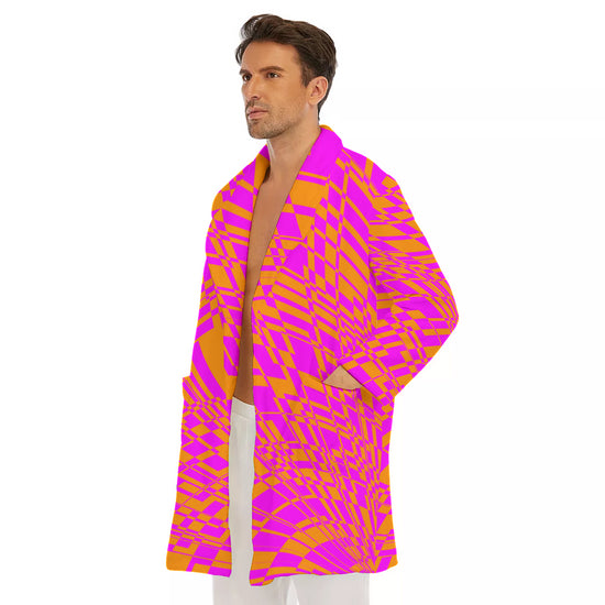 Fuchsia & Orange Men's Short Robe