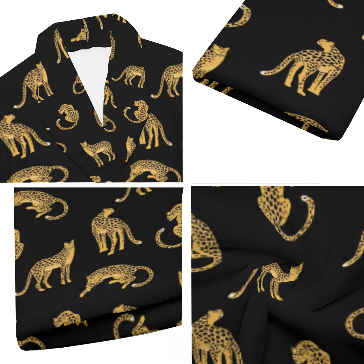Black Leopards Short Robe