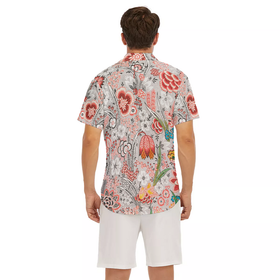 Blood Orange Floral V-neck Short Sleeve Shirt