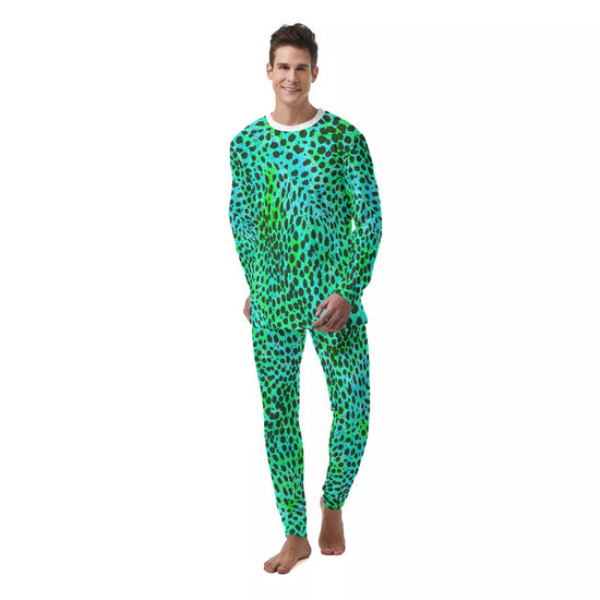 Neon Green Leopard Men's PJ Set