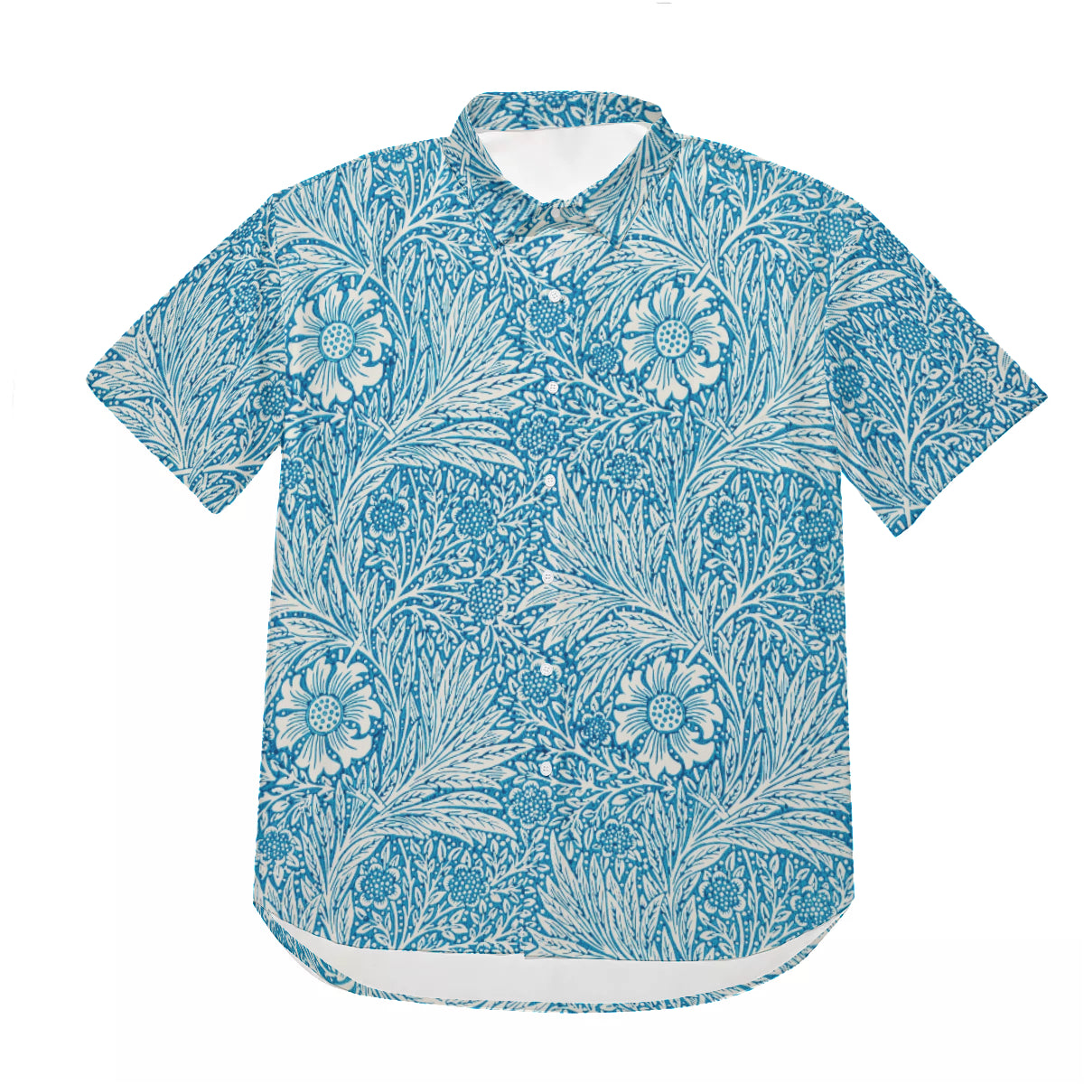 Victorian Blue Floral Short Sleeve Shirt