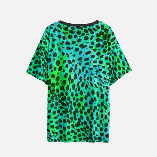 Neon Green Leopard Drop Shoulder T-Shirt