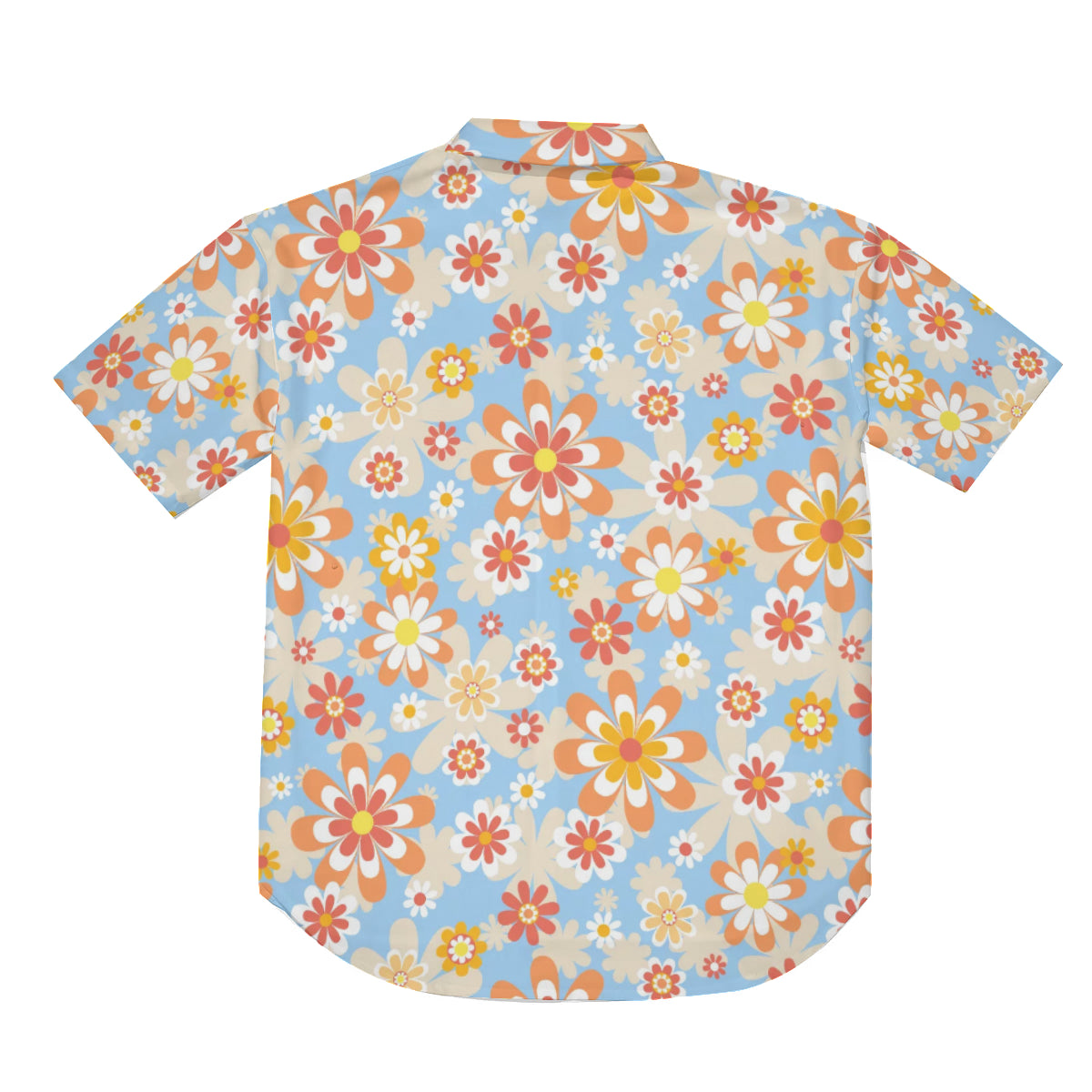 Blue Blooming Mod Floral Drop Shoulder Short Sleeve Shirt